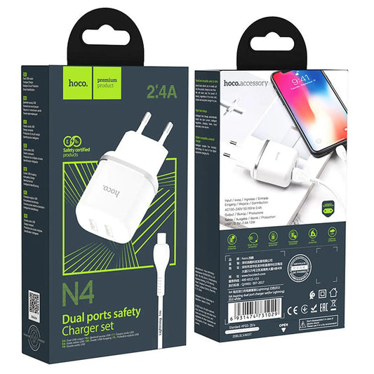 ⚡ Cargador Hoco N4 2.4A con Doble Puerto USB